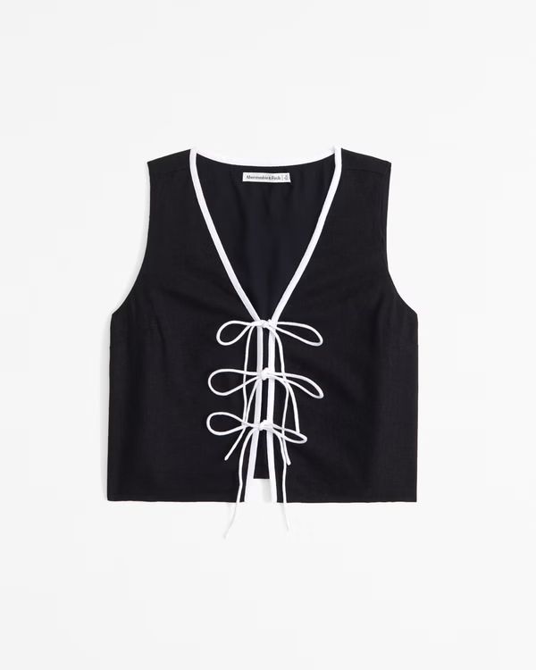 Women's Linen-Blend Tie-Front Vest Top | Women's New Arrivals | Abercrombie.com | Abercrombie & Fitch (US)