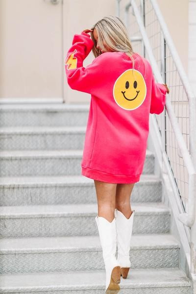 Focus on the Good Sweatshirt Dress - Pink | Hazel and Olive