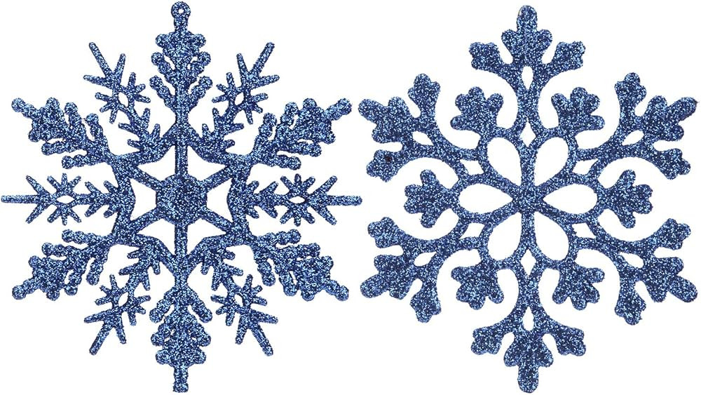 Sea Team Plastic Christmas Glitter Snowflake Ornaments Christmas Tree Decorations, 4-inch, Set of... | Amazon (US)