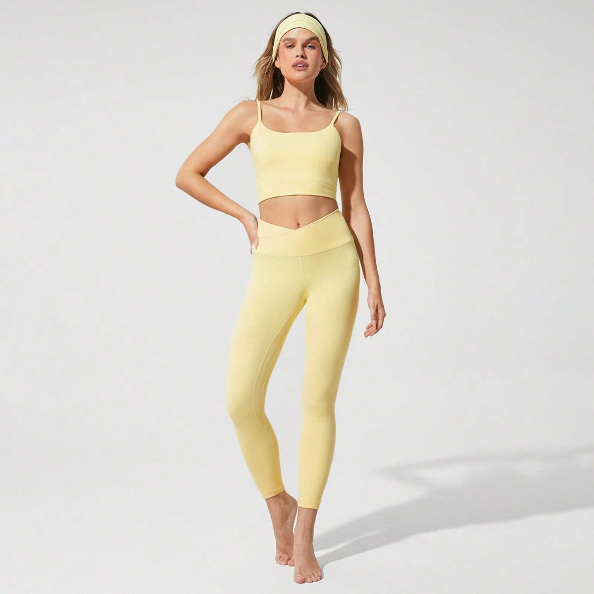 GLOWMODE 24" FeatherFit™ Crossover Leggings With Built-In Underwear Light Support Low Impact Yoga Daily Gym Valentine's Day | SHEIN