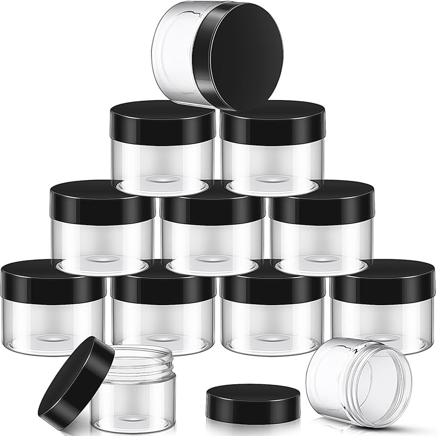 SATINIOR 12 Pack 12 oz Plastic Container Jars with Lids Round Clear Travel Cosmetic Container Sli... | Amazon (US)