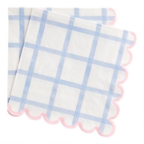 Meri Meri Blue Windowpane Beverage Napkins 16 Count | World Market