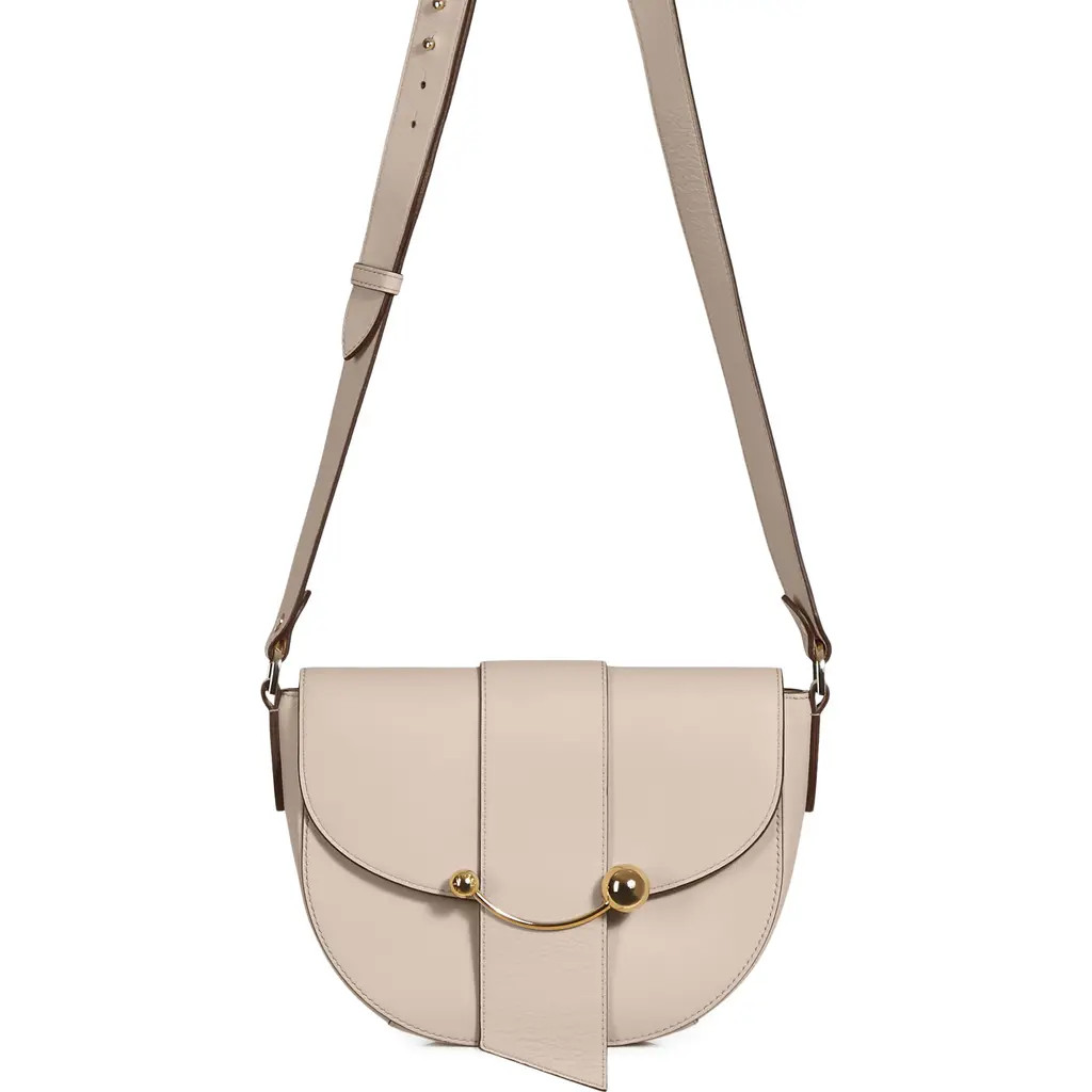 Strathberry Crescent Saddle Leather Crossbody Bag in Oat at Nordstrom | Nordstrom