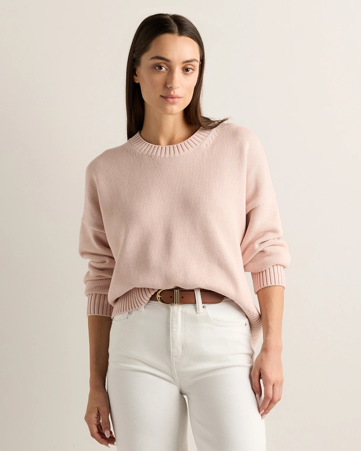 Quince | Women's Boyfriend Crewneck Sweater in Charcoal, Size Large, Organic Cotton | Quince