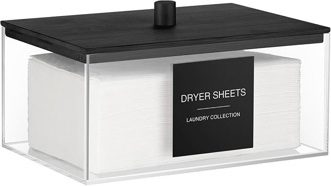 Acrylic Dryer Sheet Holder with Lid, Clear Laundry Sheets Container with 27 Labels, Laundry Pods ... | Amazon (US)
