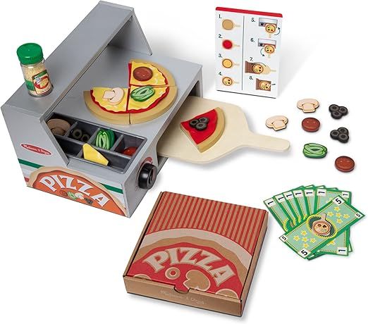 Amazon.com: Melissa & Doug Top & Bake Wooden Pizza Counter Play Set (34 Pcs) : Toys & Games | Amazon (US)