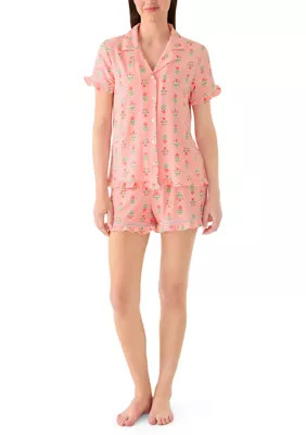 Crown & Ivy Women's Shirt and Shorts Print Pajama Set, Small | Belk