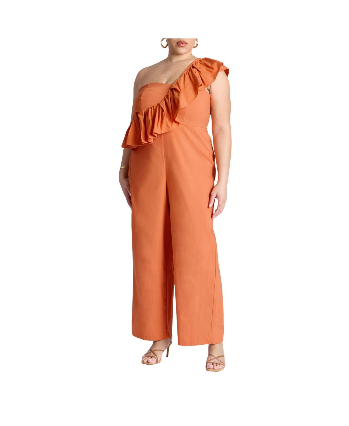Eloquii Women's Ruffle Jumpsuit - Harvest pumpkin | Macy's