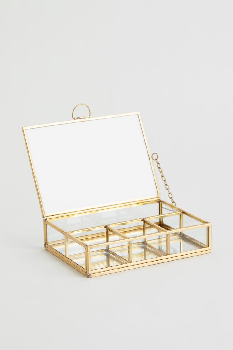 Clear Glass Jewelry Box - Gold-colored - Home All | H&M US | H&M (US)