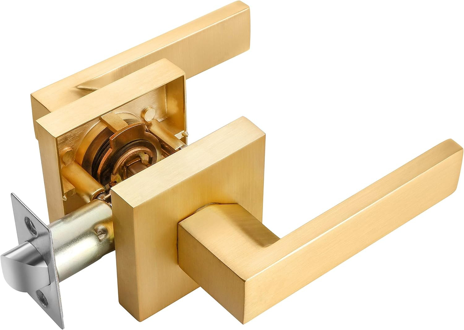 1 Pcs Interior Door knob Satin Brass Door Handle Gold Door Lever for Hallway or Closet Passage Do... | Amazon (US)