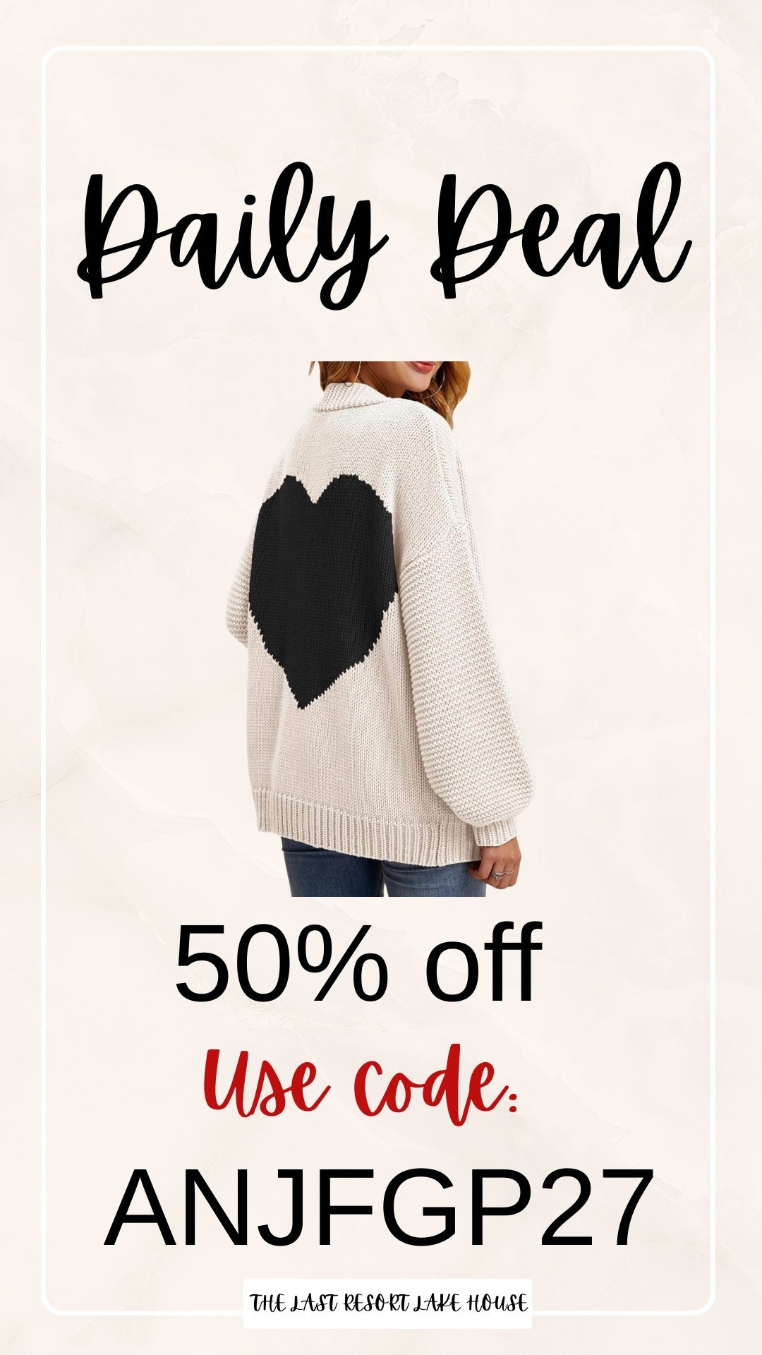 50% OFF today 🤍

This heart sweater is the cozy statement piece I love this time of year ❤️ Soft knit, relaxed fit, and that bold black heart on the back makes it so cute and unexpected. Easy with jeans, leggings, or dressed up with boots.

Use code ANJFGP27 for 50% off 🖤

#LTKdayinmylife #LTKvlog #LTKmomlife