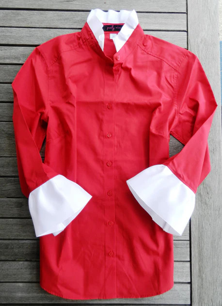 Barbara Ann Ribbon Trim Shirt  (S34RR-White) | Pearly Vine