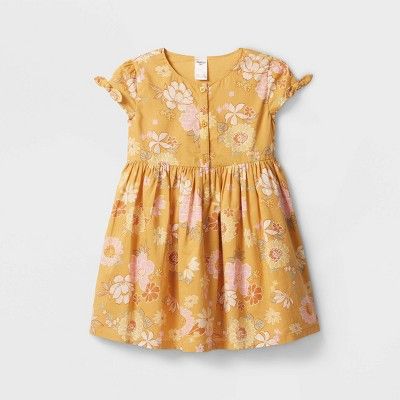 OshKosh B'gosh Toddler Girls' Floral Short Sleeve Henley Dress - Yellow | Target