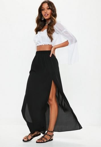 Petite Black Maxi Skirt | Missguided (US & CA)