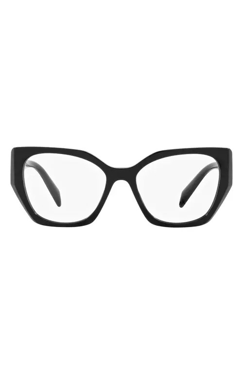 Prada 54mm Irregular Optical Glasses in Black/demo Lens at Nordstrom | Nordstrom