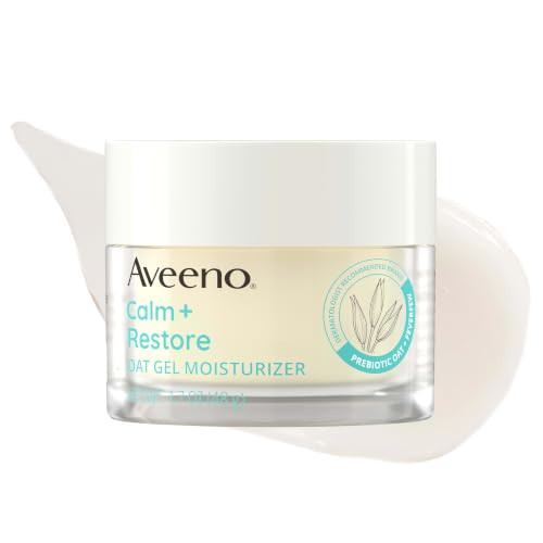 Aveeno Calm + Restore Oat Gel Face Moisturizer for Sensitive Skin, Fast-Absorbing & Lightweight Gel Moisturizer & Face Cream with Prebiotic Oat & Feverfew, Fragrance-Free & Hypoallergenic, 1.7 Fl Oz | Amazon (US)
