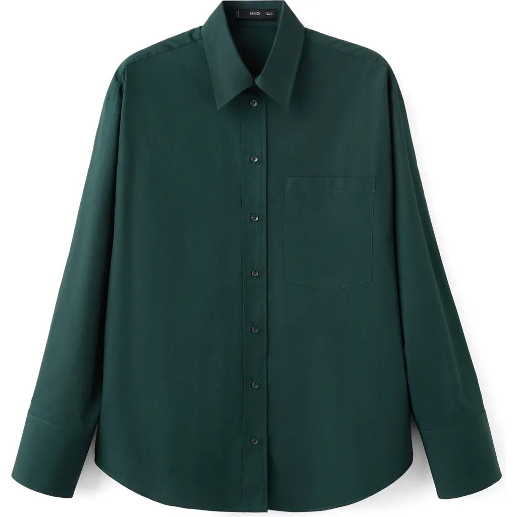 MANGO Pocket Oversize Shirt in Green at Nordstrom Rack, Size 2 | Nordstrom Rack