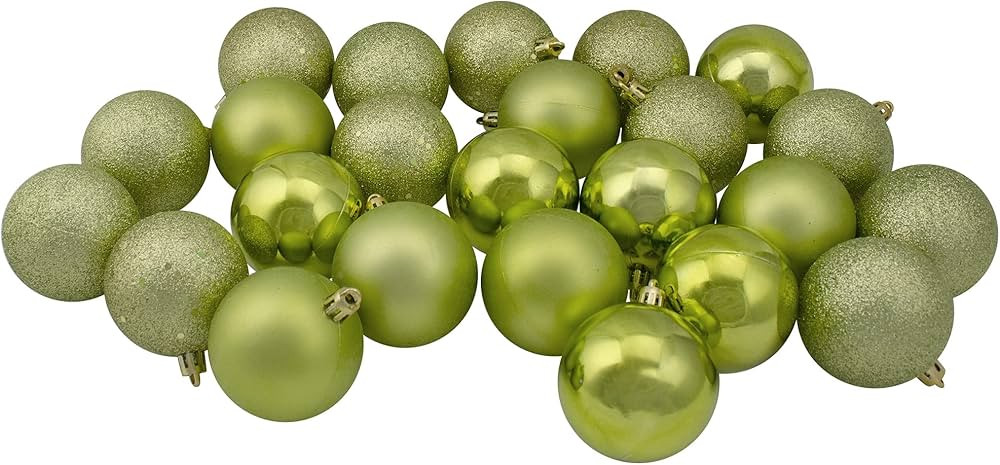 Northlight 24ct Kiwi Green Shatterproof 4-Finish Christmas Ball Ornaments 2.5" (60mm) | Amazon (US)