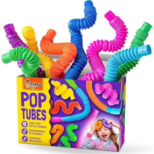 Nutty Toys Pop Tubes - Large 4-Pack Sensory Toys - Creative STEM Learning for Kids and Toddlers - Connect & Pop! Top ADHD Autism Fidget 2025, Best Boy & Girl Christmas Stocking Stuffers Gifts Idea | Amazon (US)