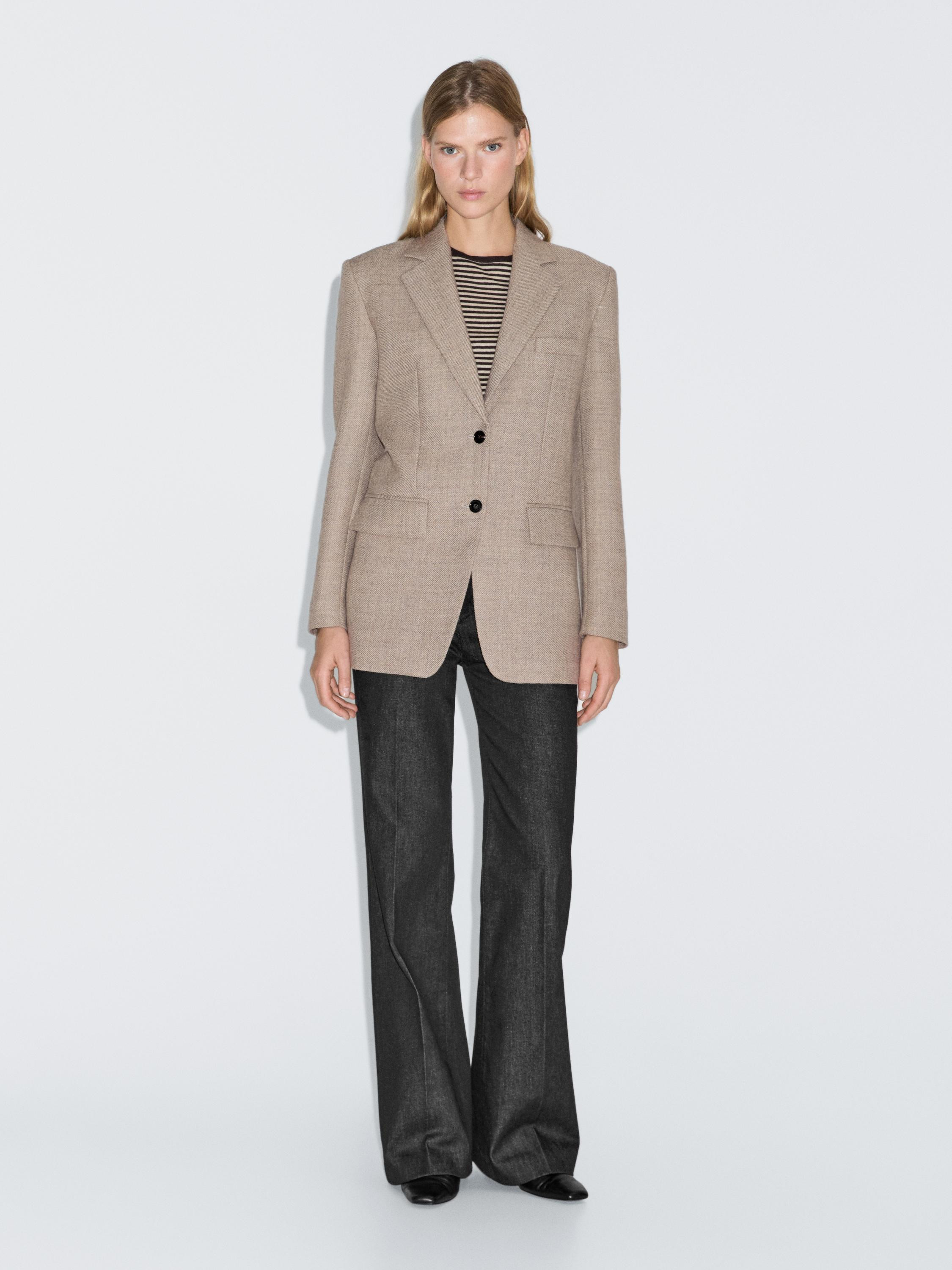 Gemêleerde 100% wollen blazer | Massimo Dutti NL