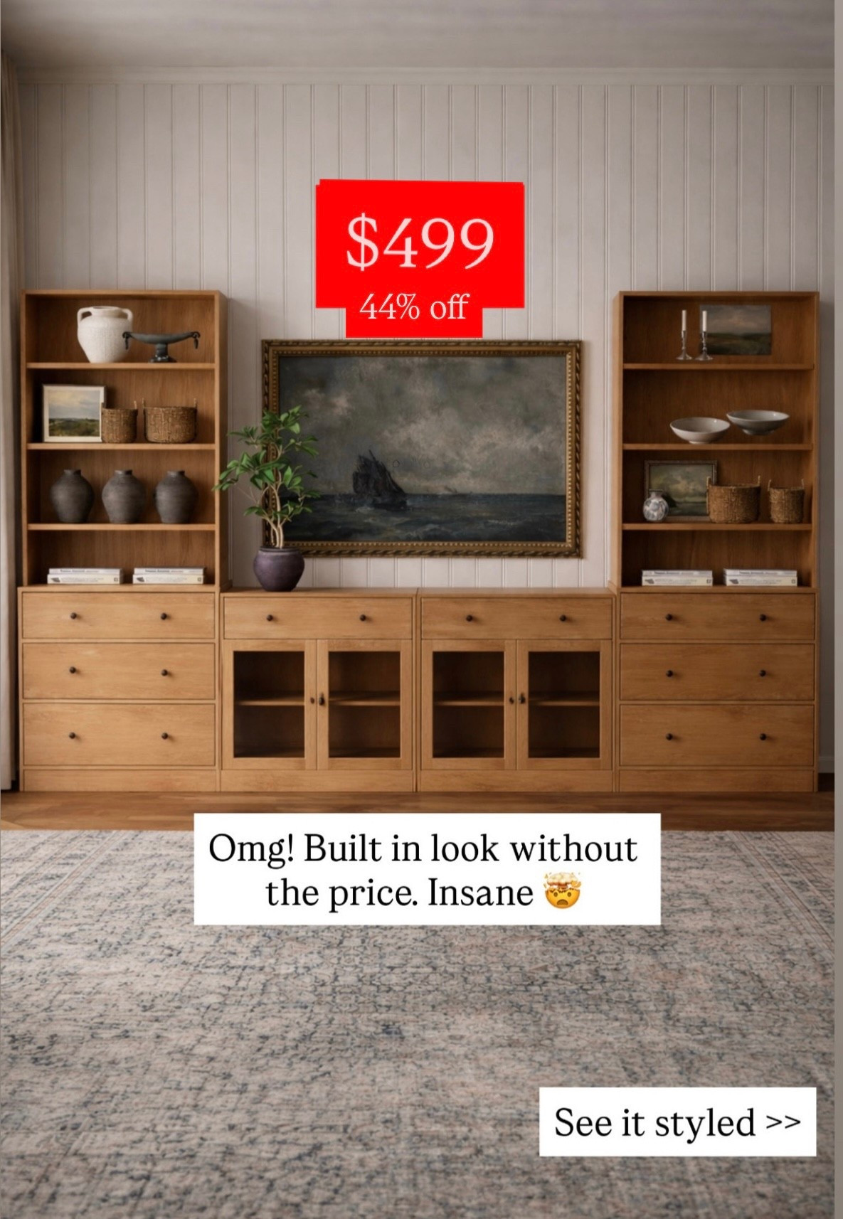 Such an incredible deal right now say 44%. It’s under 500. It has that built-in look without the price, bookcase with storage extra large bookcase media room, living room room, family room.

#LTKSaleAlert #LTKHome