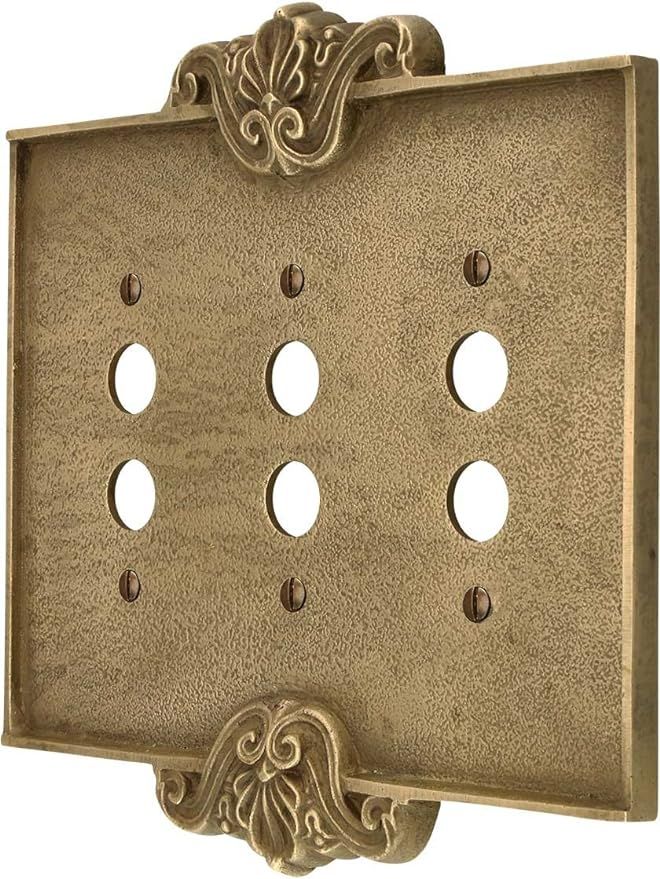 Art Nouveau Triple Push Button Cover Plate In Antique-By-Hand Finish | Amazon (US)