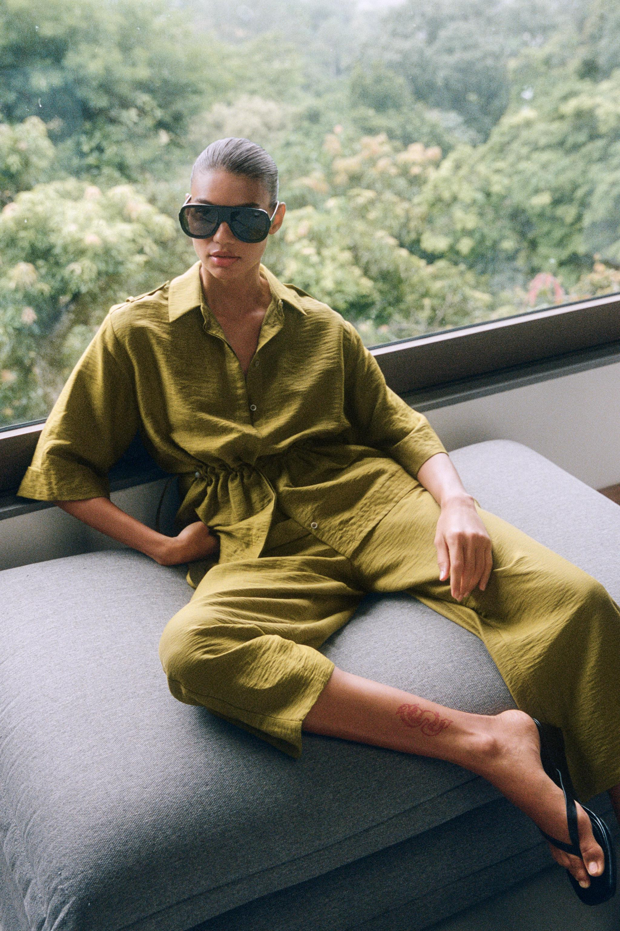 LINEN BARREL PANTS | Zara US