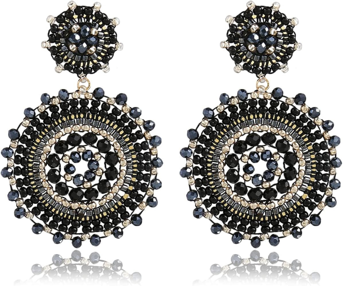 Elegance 11 Designs Beaded Earrings For Women Seed Bead Summer Beach Boho Statement Dangle Handma... | Amazon (US)