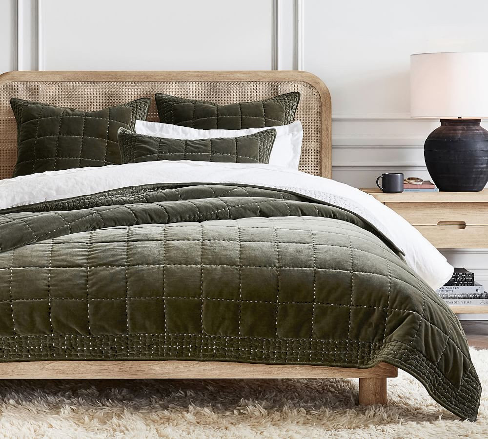 Velvet Handcrafted Box Stitch Quilt | Pottery Barn (US)