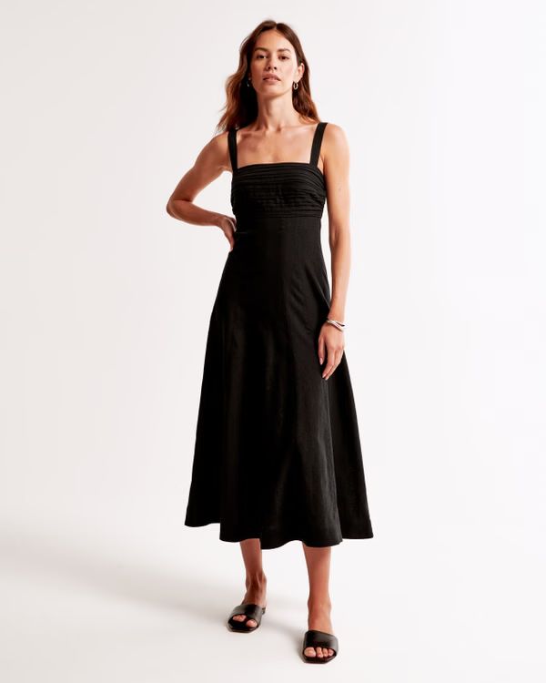 Women's Fit & Flare Stretch Midi Dress | Women's New Arrivals | Abercrombie.com | Abercrombie & Fitch (UK)