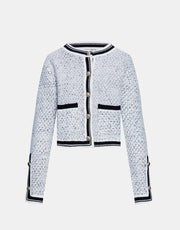 Contrast Trim Tweed Button Front Cardigan | Urban Revivo