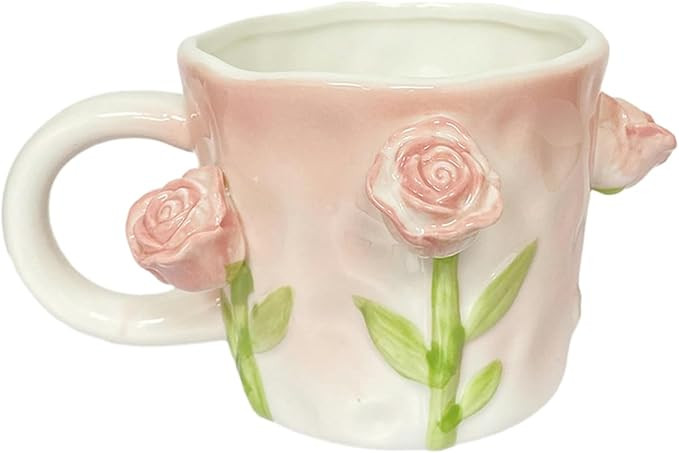 350ml/12oz Handheld Flower 3D Embossed Tulip Wind Chime Ceramic Mug Microwave Oven Available For ... | Amazon (US)