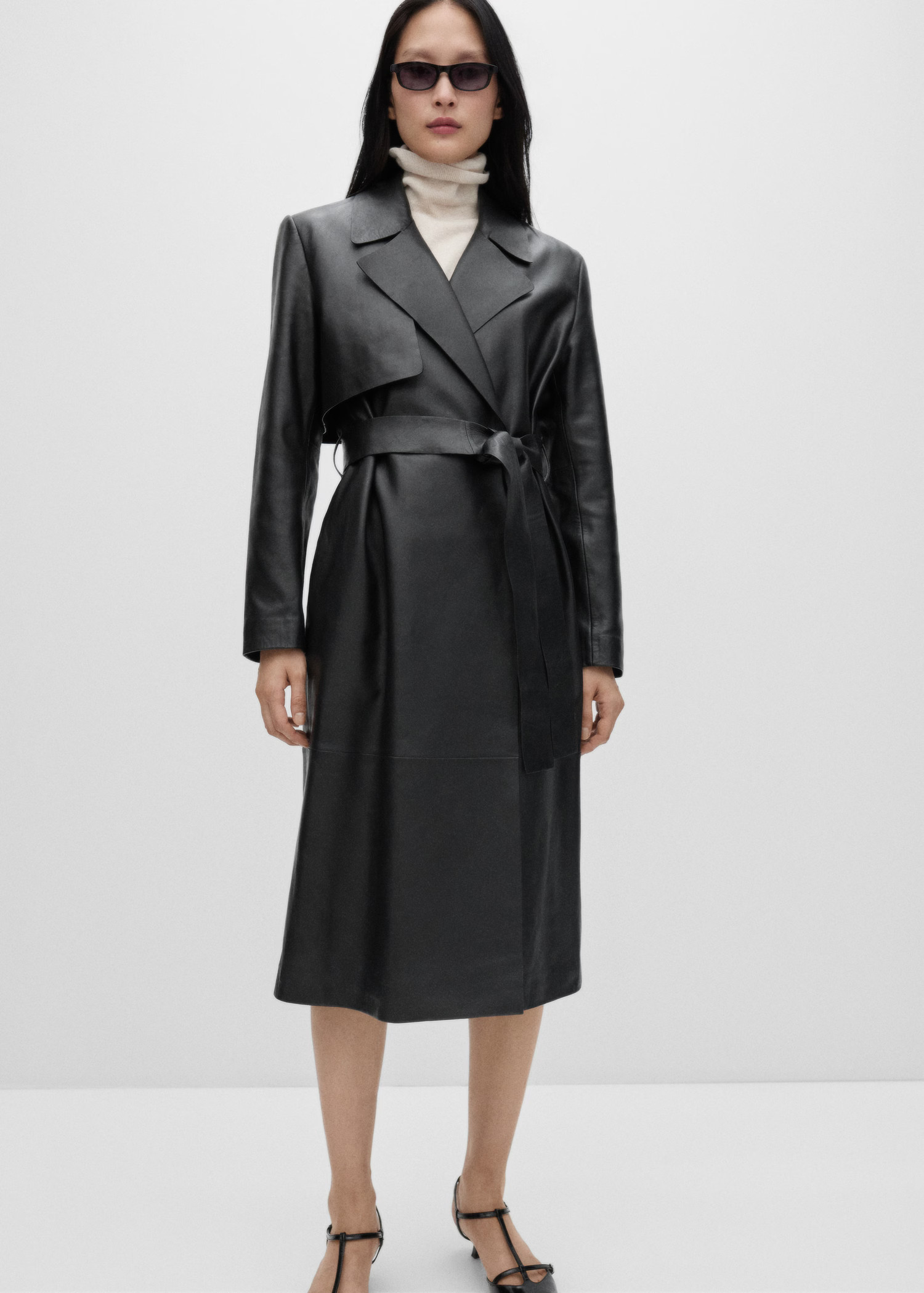 100% leather trench coat with belt | MANGO (UK)