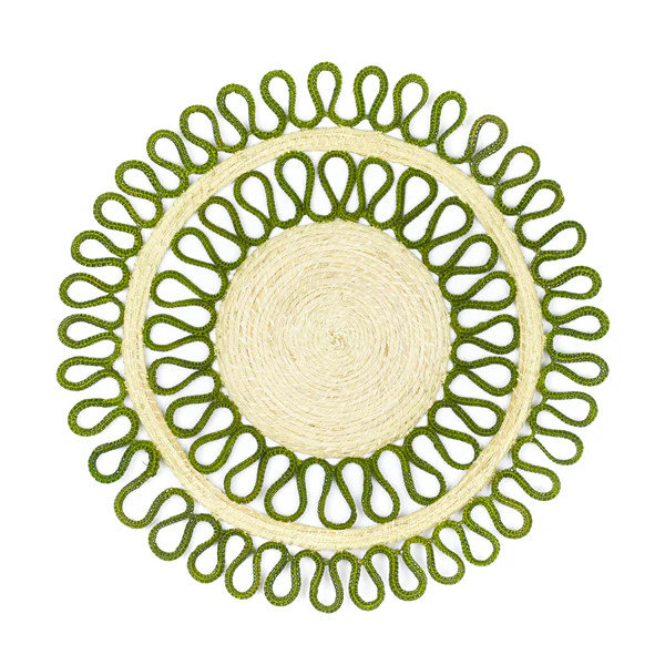 Woven Double Loop Palm Placemat, Olive | The Avenue