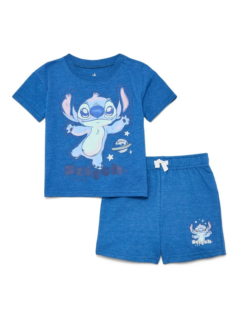 Stitch Baby Boys' Short Sleeve Graphic Tee and Shorts Set, 2-Piece, Sizes 0/3M-24M | Walmart (US)
