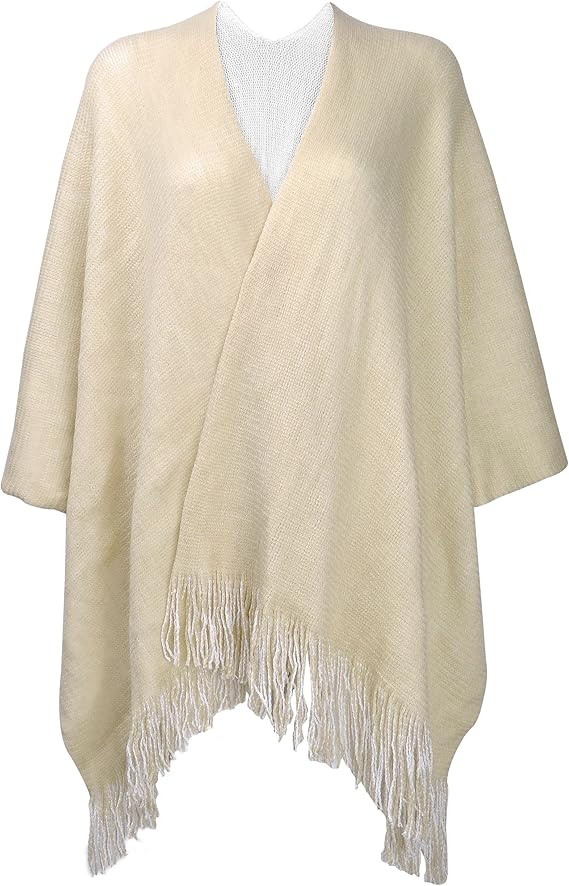 ZLYC Women's Reversible Winter Knitted Cardigan Faux Cashmere Fringe Capes Shawl Blanket Wrap Swe... | Amazon (US)