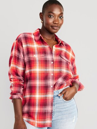 Oversized Flannel Boyfriend Shirt for Women | Old Navy (US)