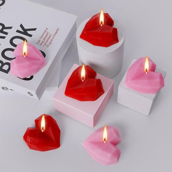 6 Pcs Valentine's Day Candles- Heart Shape Scented Candles- Handmade Diamond Heart Aromatherapy C... | Amazon (US)