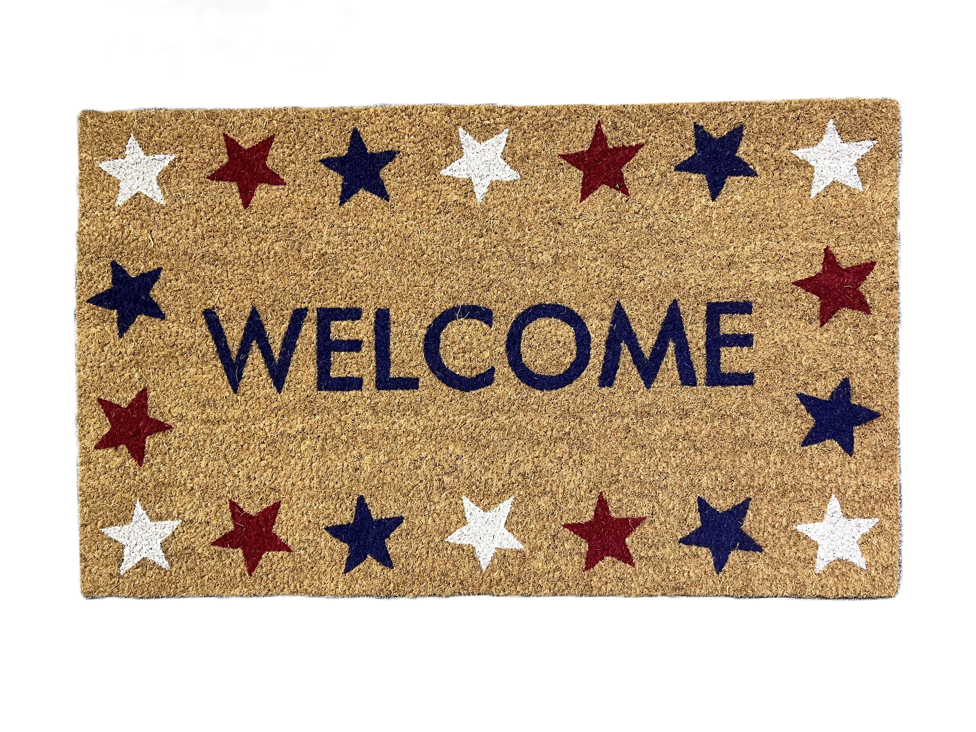 Welcome Coir Outdoor Doormat, Red/White/Blue, 18" x 30", Patriotic by Way To Celebrate | Walmart (US)