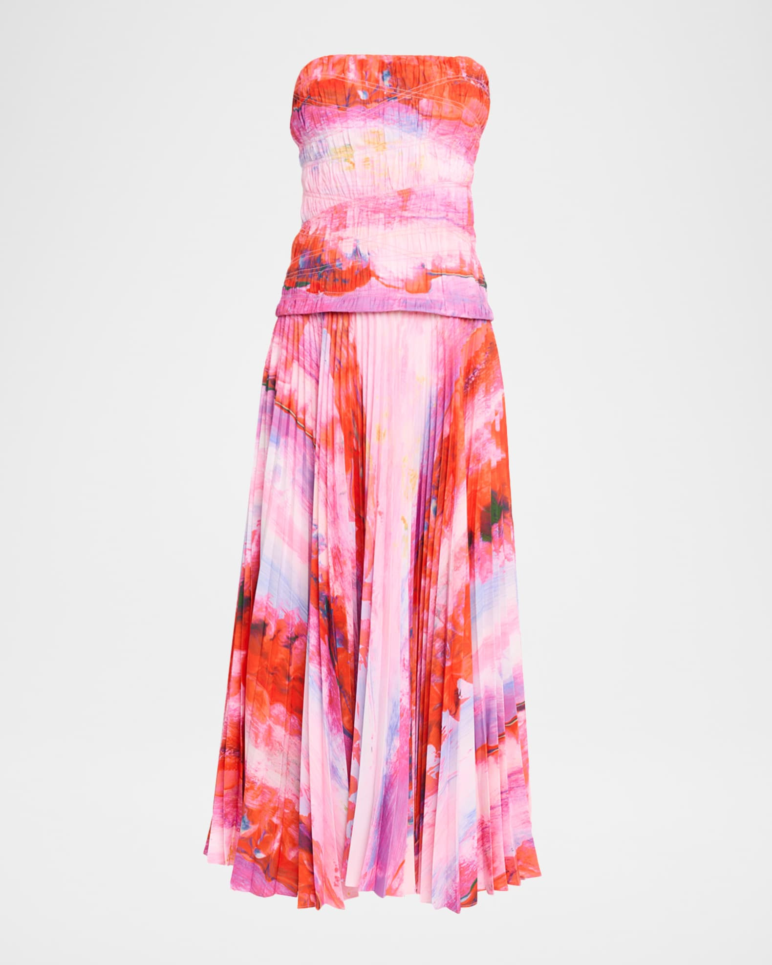 Acler Rockland Floral Strapless Midi Dress | Neiman Marcus
