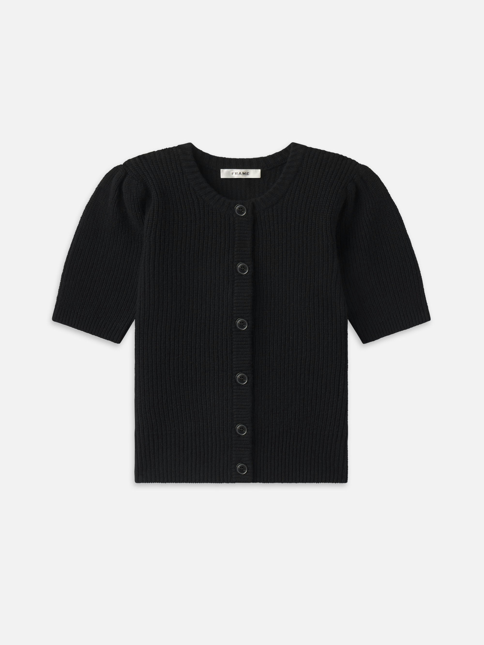 Shrunken Short Sleeve Cardi -- Black | Frame Denim