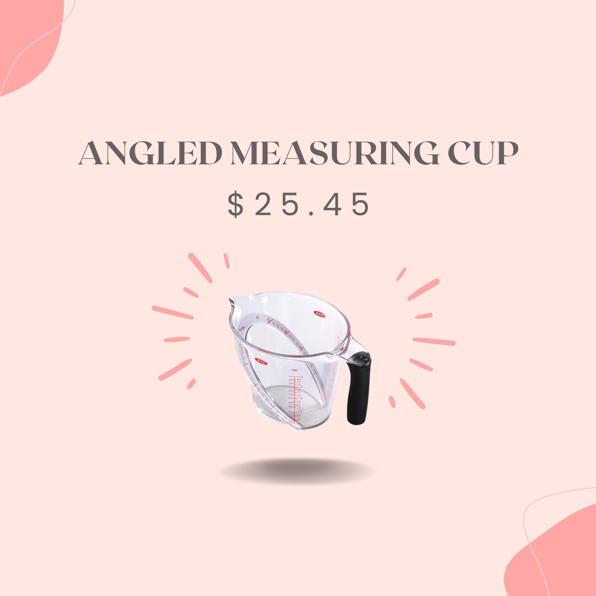 No more hunching over to look at the side of your measuring cup while pouring ingredients in! 

This measuring cup has changed the game for me! You can pour your ingredients in while looking from above, because there’s an angled surface on the inside of the cup with all of the measurements on it. 

This has made measuring my liquids so much easier and quicker, and I can’t wait for y’all to try it!

#LTKGiftGuide #LTKfindsunder50 #LTKhome
