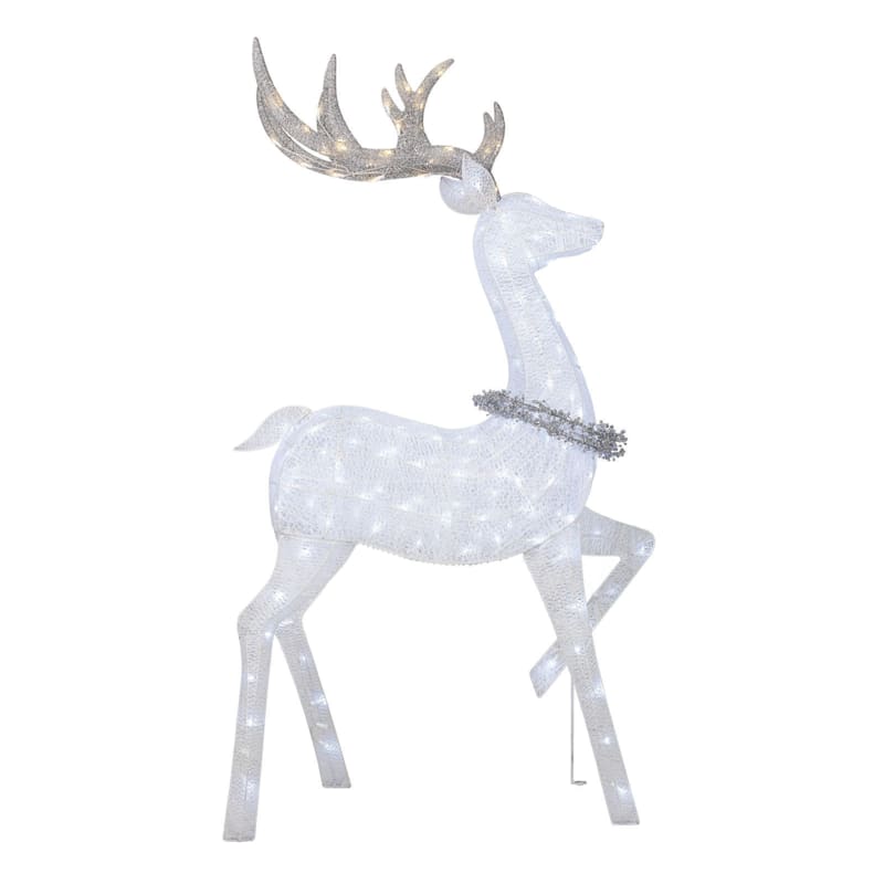Outdoor Pre-Lit LED White Reindeer with Random Twinkle, 72" | At Home