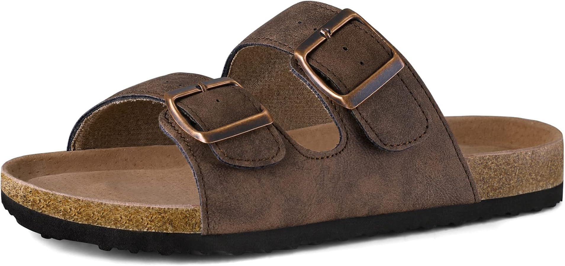 mysoft Womens Slide Sandals Cork Footbed，2 Straps Adjustable Buckle Slip on Sandals with +Comfo... | Amazon (US)