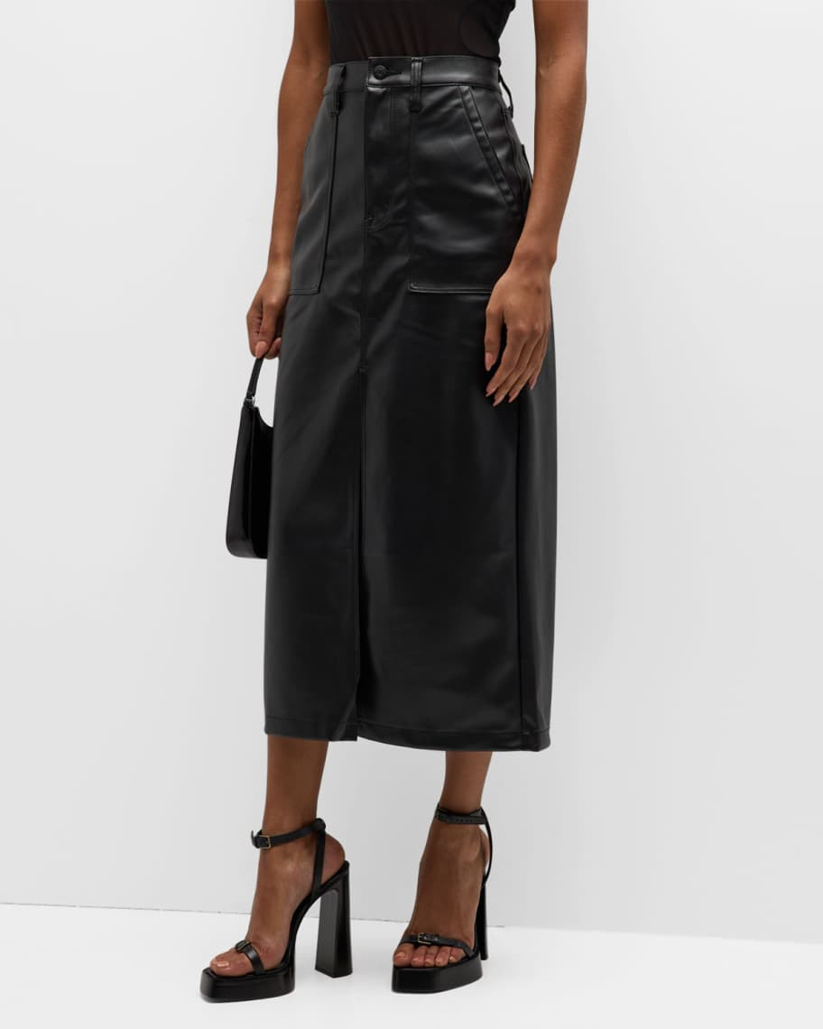 PISTOLA Alice Straight Faux-Leather Utility Skirt | Neiman Marcus