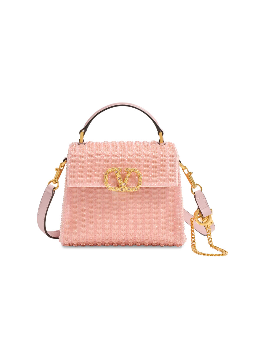 V-Sling Mini Embroidered Top Handle Handbag with Jewel Logo | Saks Fifth Avenue