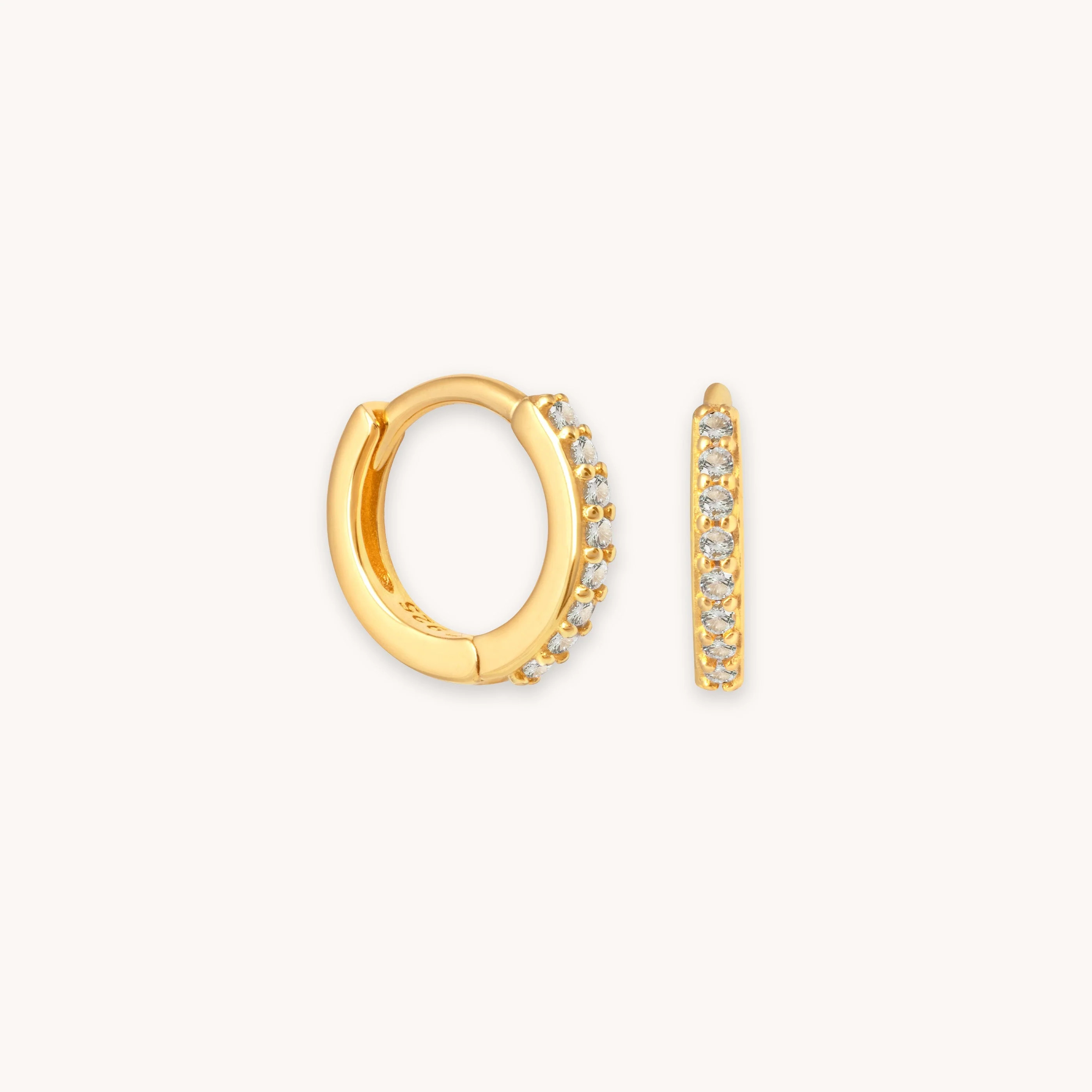 March Birthstone Huggies in Gold with Aquamarine CZ | Astrid & Miyu UK