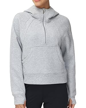 THE GYM PEOPLE Womens' Hoodies Half Zip Long Sleeve Fleece Crop Pullover Sweatshirts with Pockets... | Amazon (US)