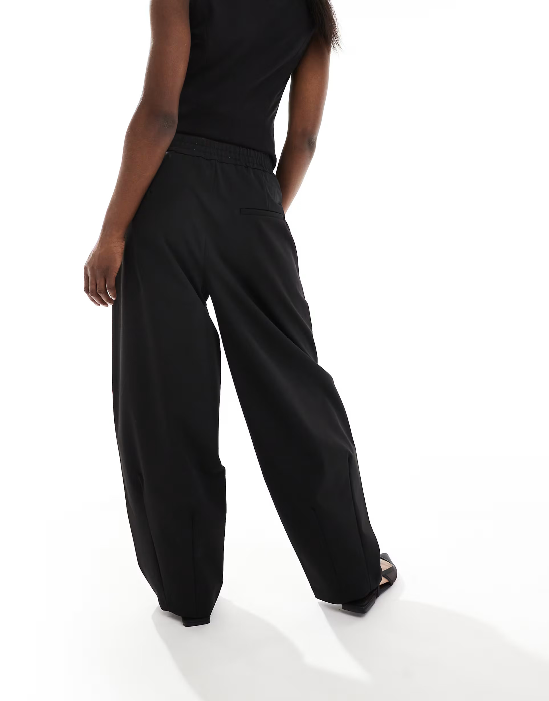 Bershka barrel leg tailored trousers in black | ASOS | ASOS (Global)