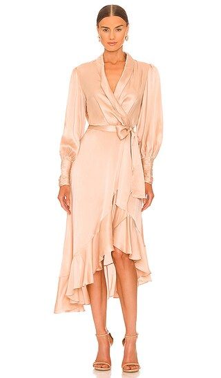 Silk Wrap Midi Dress in Cr?me | Revolve Clothing (Global)